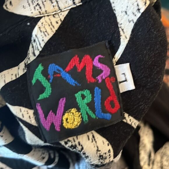 JAMS WORLD Vintage Mens Black/White Tropical Short Sleeve Button Down Shirt, L! - Picture 8 of 9